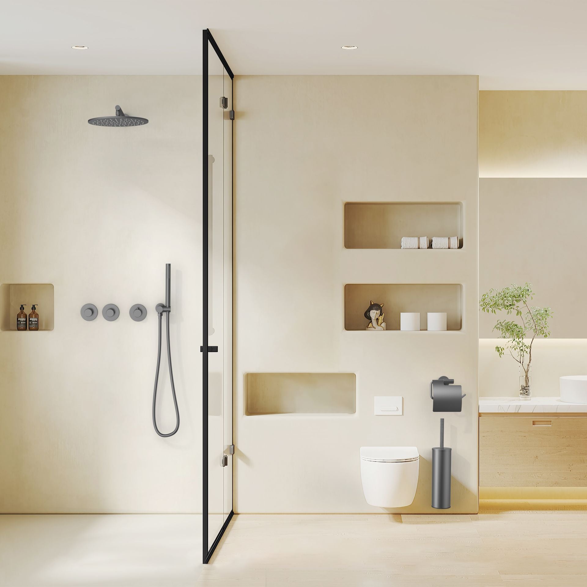 Inbouw doucheset Gun Metal